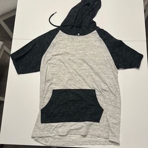 Grey and black baseball short sleeve t-shirt